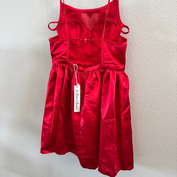 NEW For Love & Lemons Lauren Heart Mini Dress Womens Size Small Satin Strappy - Picture 6 of 8